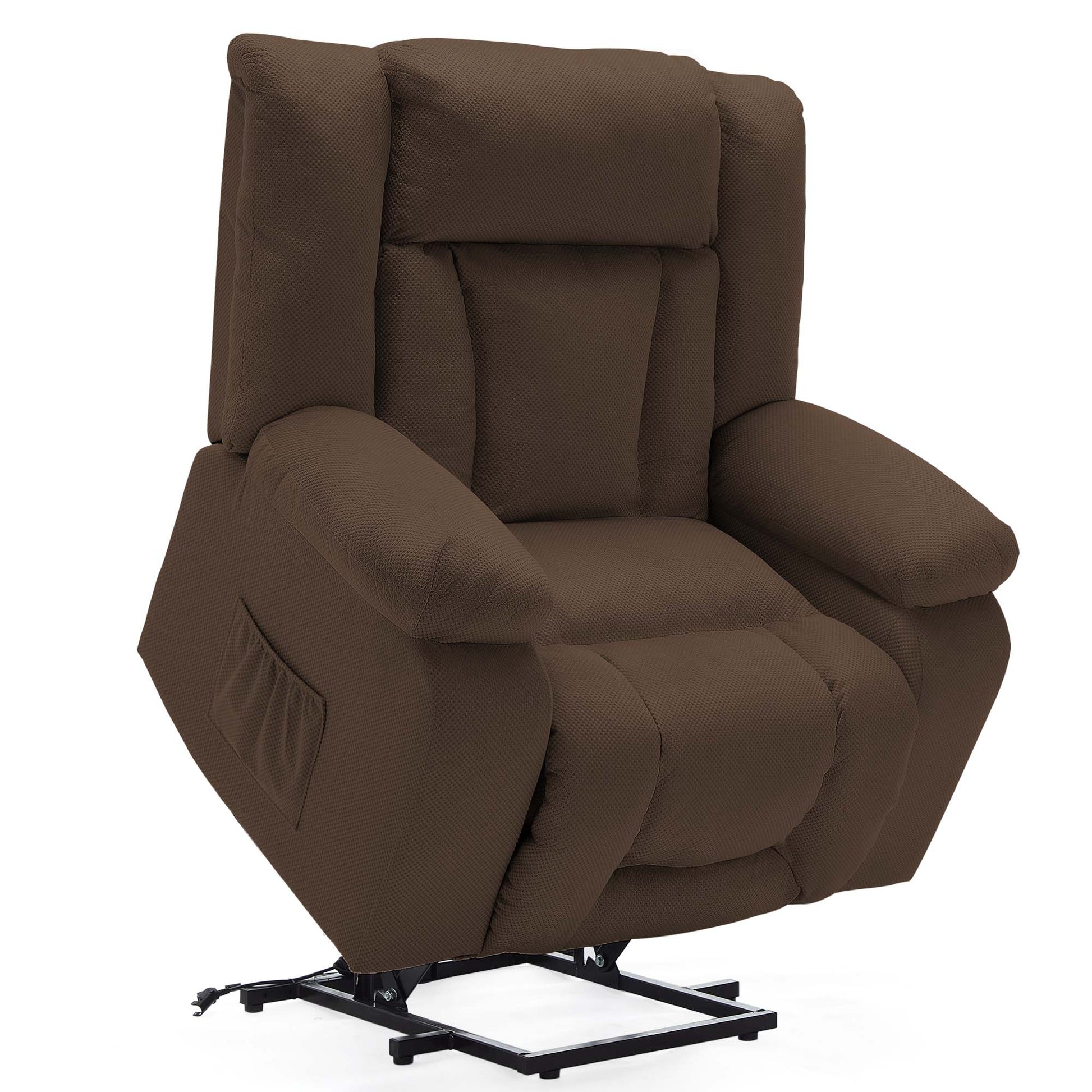 Oversize Dual Motor Power Lift Recliner for Adults, Electric Lift Chair with Heating and Massage, Waffle Fabric Electric Recliner Chair with Side Pockets, Wide Recliner for Living Room