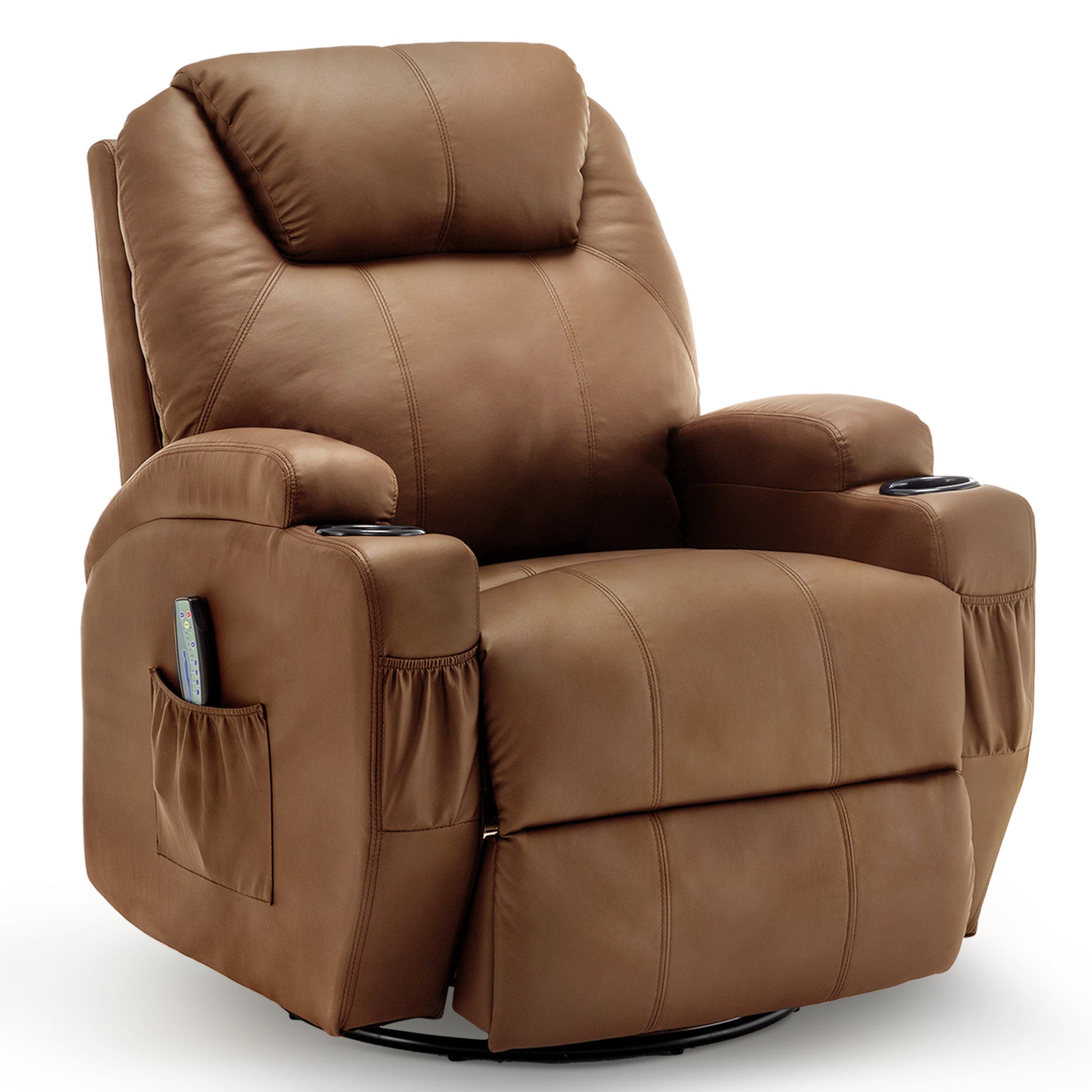 Recliner Chair, Rocking Chair with Massage and Heat, 360° Swivel Recliner Chairs for Adults, Rocker Manual Recliner with Remote Control and Cup Holder for Living Room