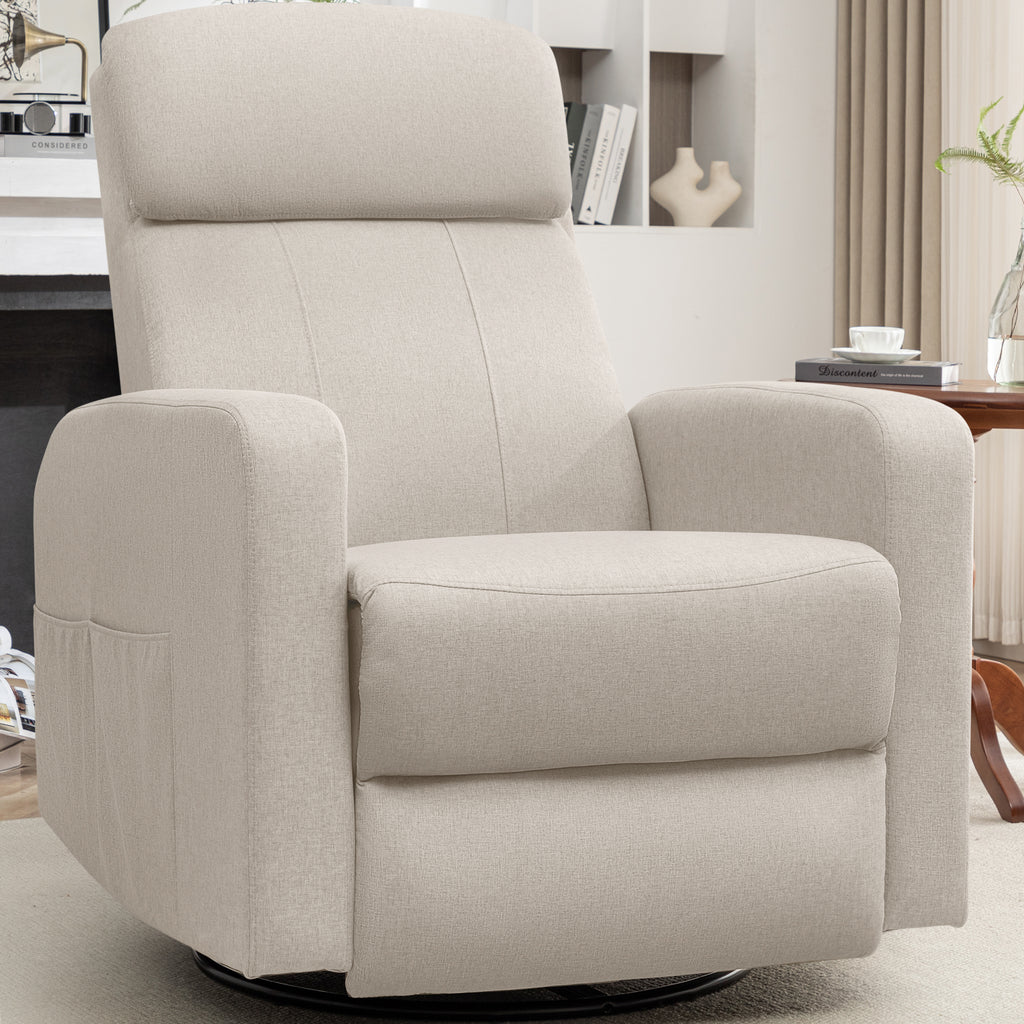 Power Swivel Recliner Chairs for Adults, Electric Glider Rocking Chair Nursery, Glider Recliner Nursery Chair with Classified Side Pocket, Nursery Rocking Chairs with USB and Type-C Ports