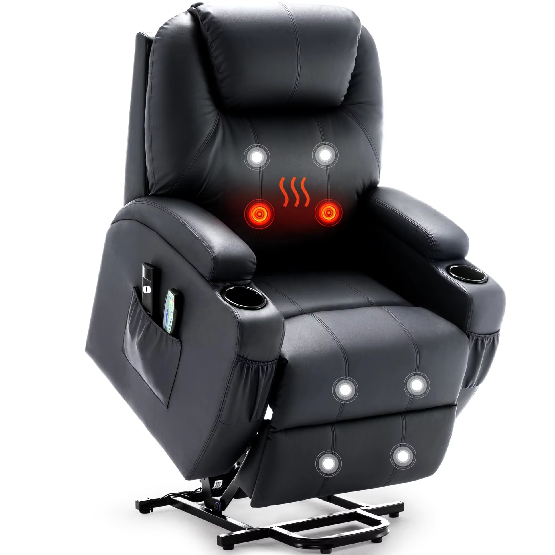 Electric Recliner with Massage and Heating, Power Lift Recliner Chair for Elderly and Adults, Modern Reclining Chair with Remote Control, Cup Holder, and Performance Fabrics