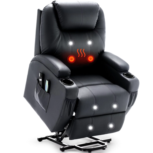 Electric Recliner with Massage and Heating, Power Lift Recliner Chair for Elderly and Adults, Modern Reclining Chair with Remote Control, Cup Holder, and Performance Fabrics