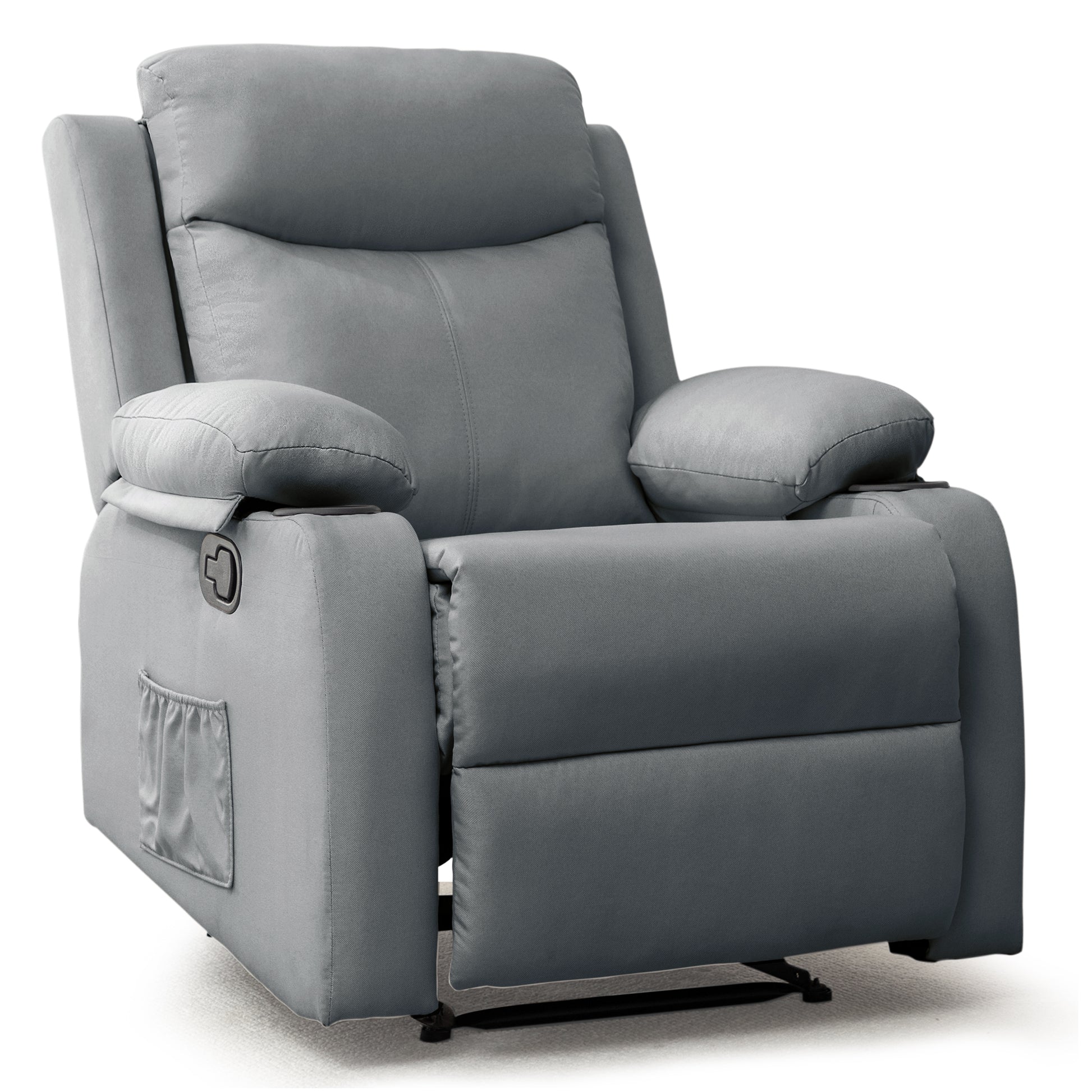 Korser Manual Recliner Chair: Compact Upholstered Fabric Design with Side Pockets for Small Spaces & Living Rooms