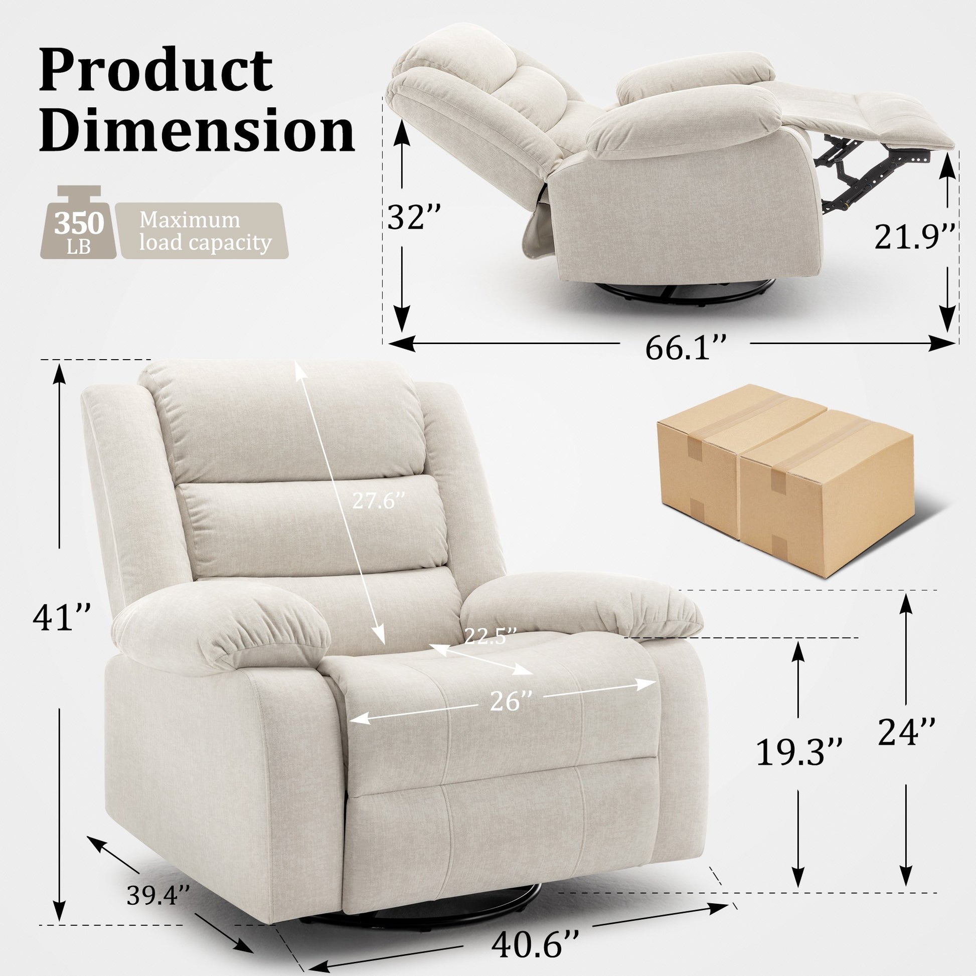 Recliner Chair, Wide Rocker Chair, Rocking Chair with Massage and Heat,360°Swivel Nursery Rocking Chairs, Oversized Recliner for Adults, Cashmere Reclining Sofa for Living Room