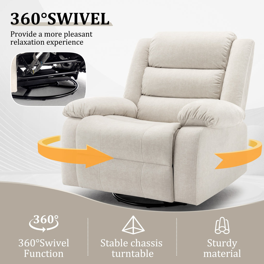 Recliner Chair, Wide Rocker Chair, Rocking Chair with Massage and Heat,360°Swivel Nursery Rocking Chairs, Oversized Recliner for Adults, Cashmere Reclining Sofa for Living Room