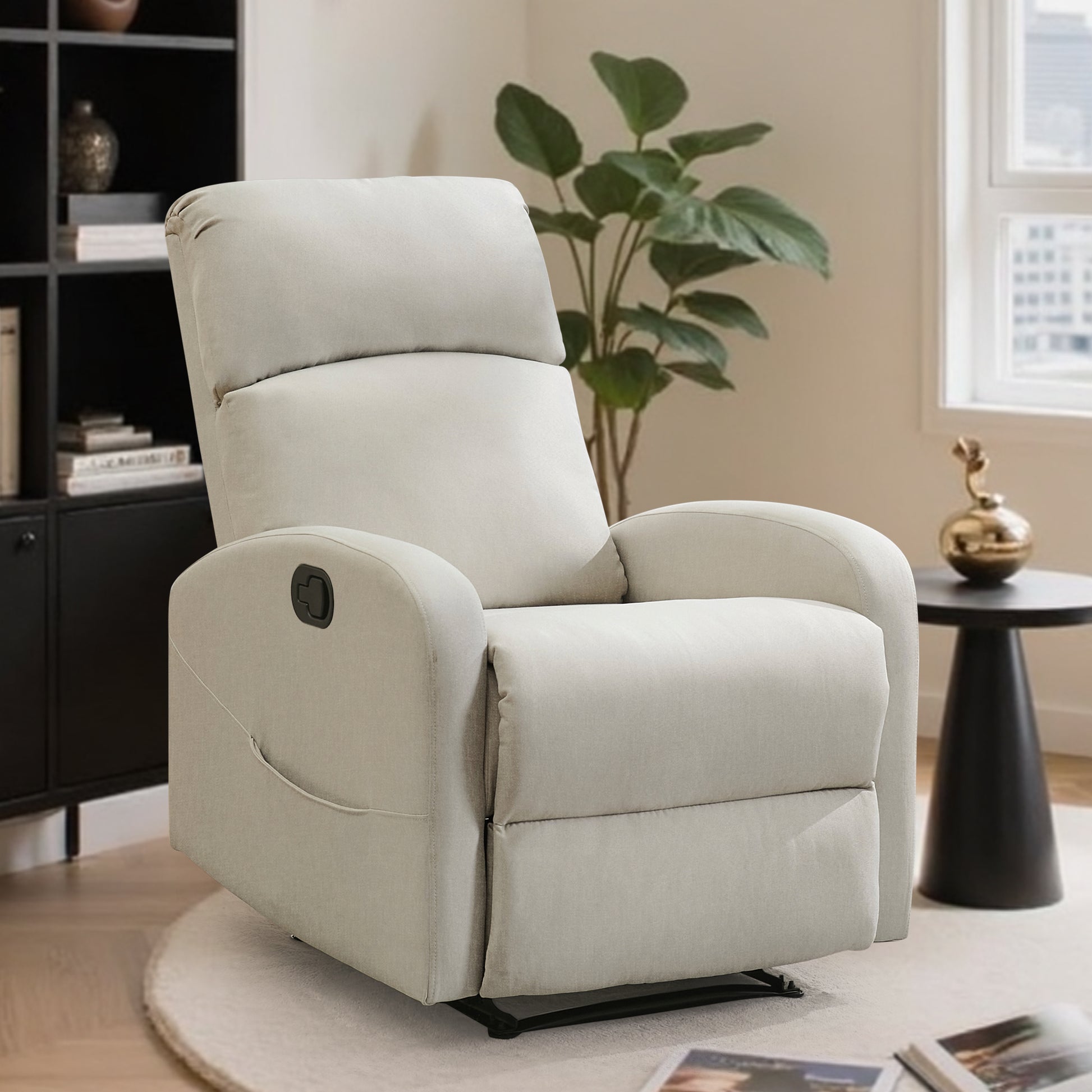 Korser Small Recliner Chair for Small Spaces Linen with Lumbar Pillow for Living Room