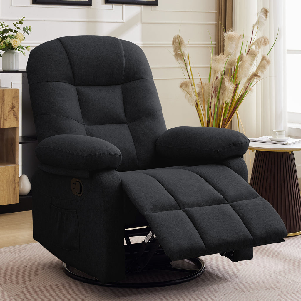 Korser Manual Swivel Rocker Recliner Comfort Chair for Living Room,Small Recliner Sofa for Small Spaces,Linen Fabric