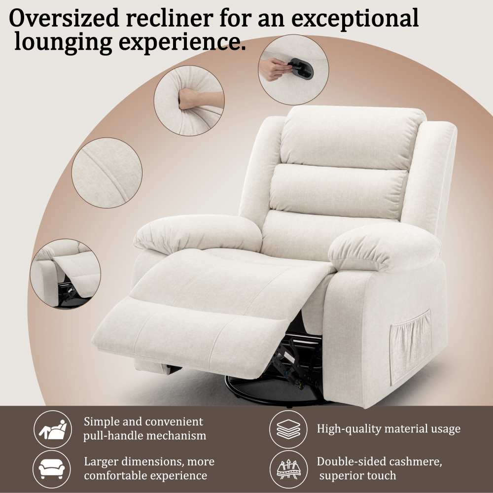 Korser Oversized Manual Swivel Rocker Recliner Chair for Living Room Glider Rocking Chair for Nursery