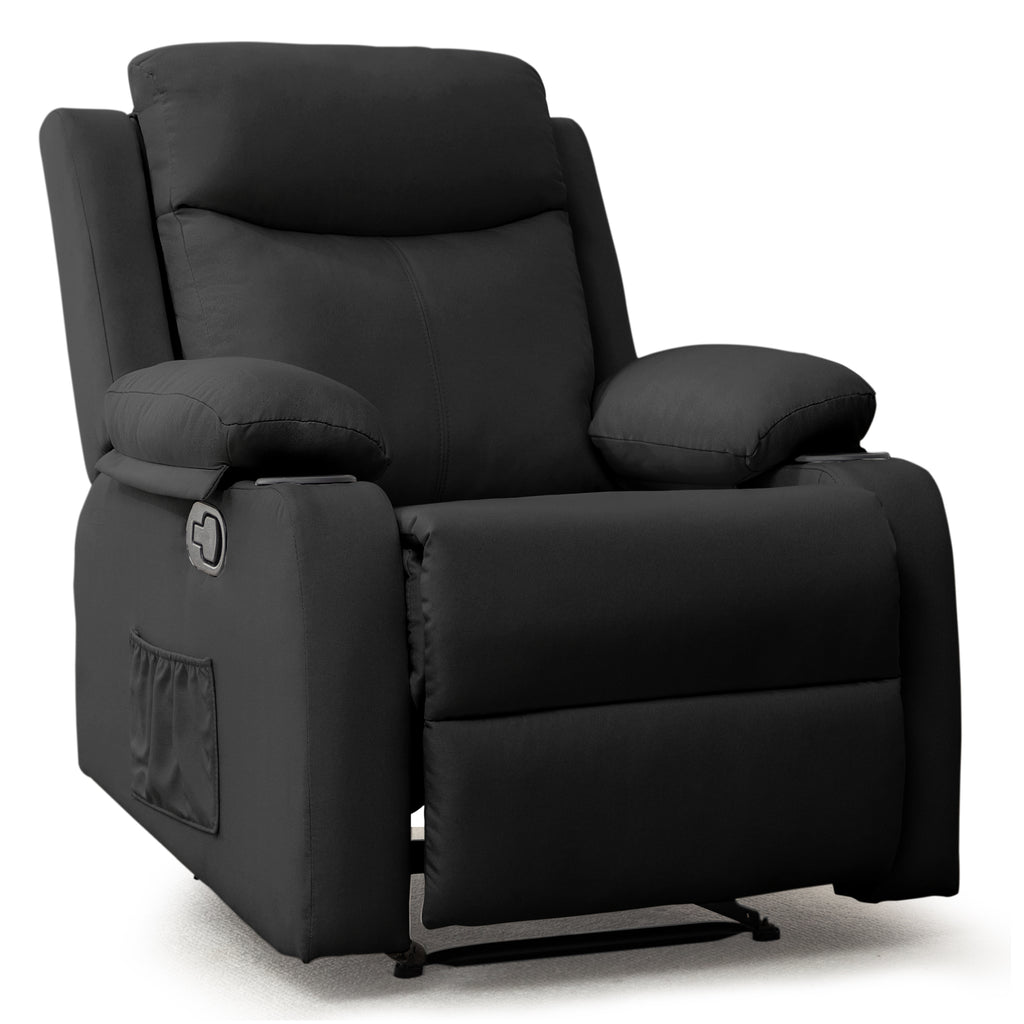 Korser Manual Recliner Chair: Compact Upholstered Fabric Design with Side Pockets for Small Spaces & Living Rooms