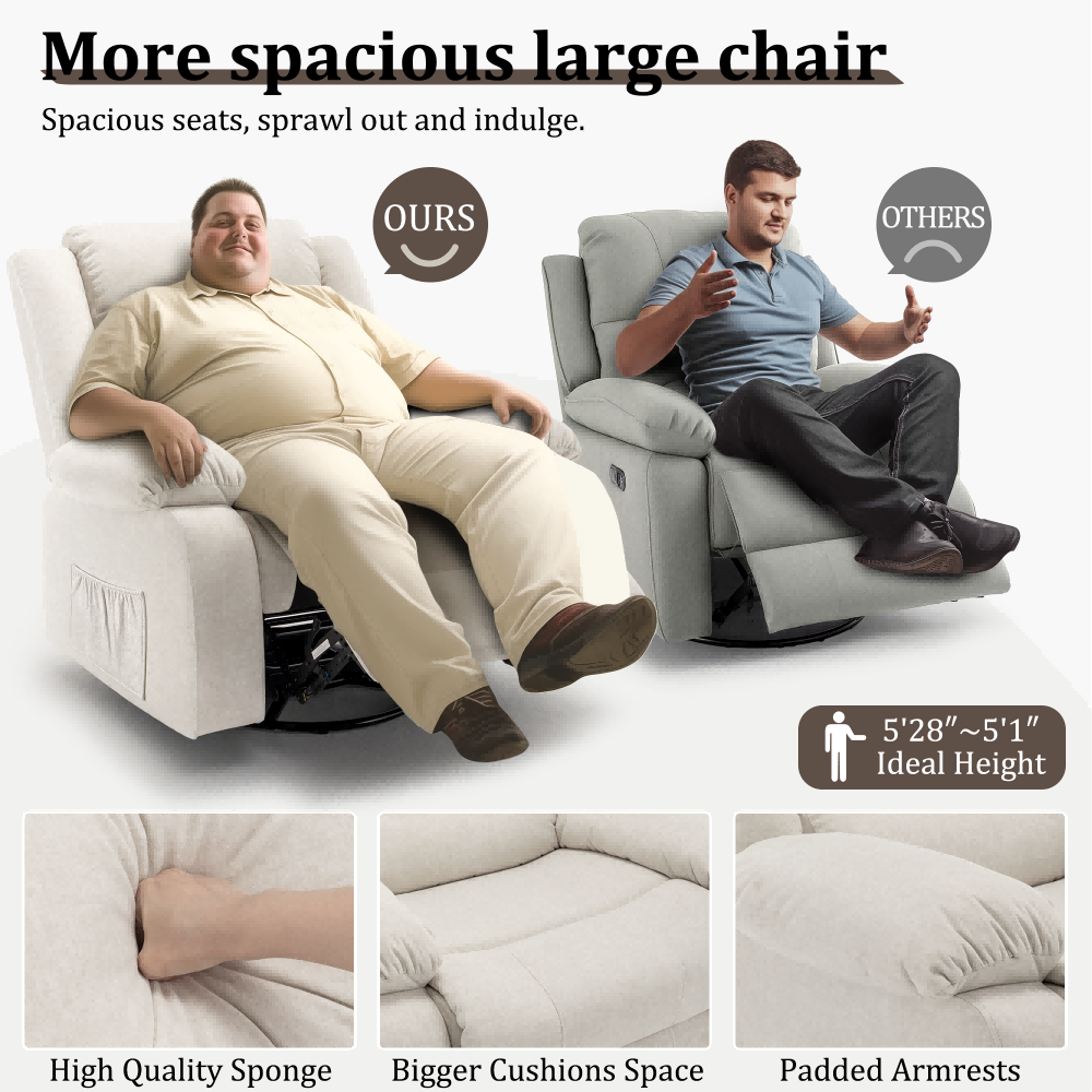 Korser Oversized Manual Swivel Rocker Recliner Chair for Living Room Glider Rocking Chair for Nursery