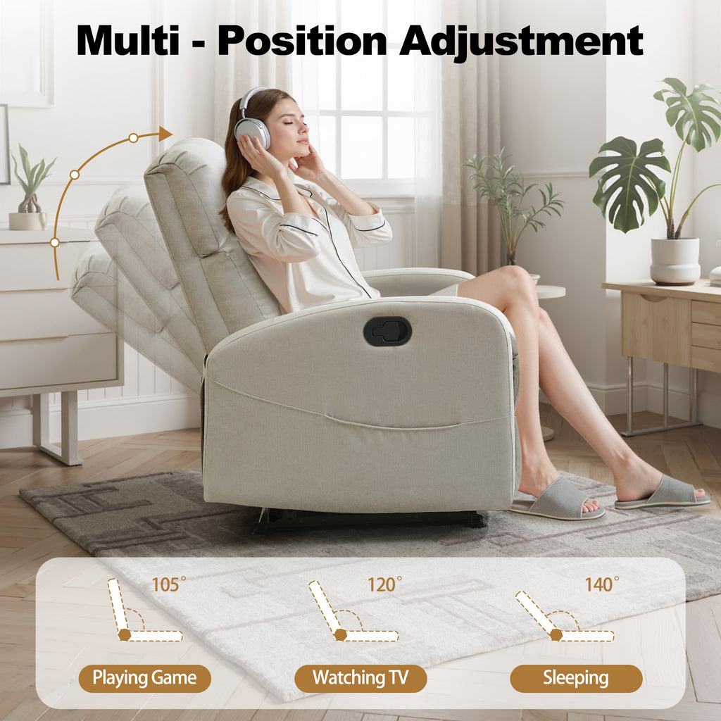 Korser Small Recliner Chair for Small Spaces Linen with Lumbar Pillow for Living Room