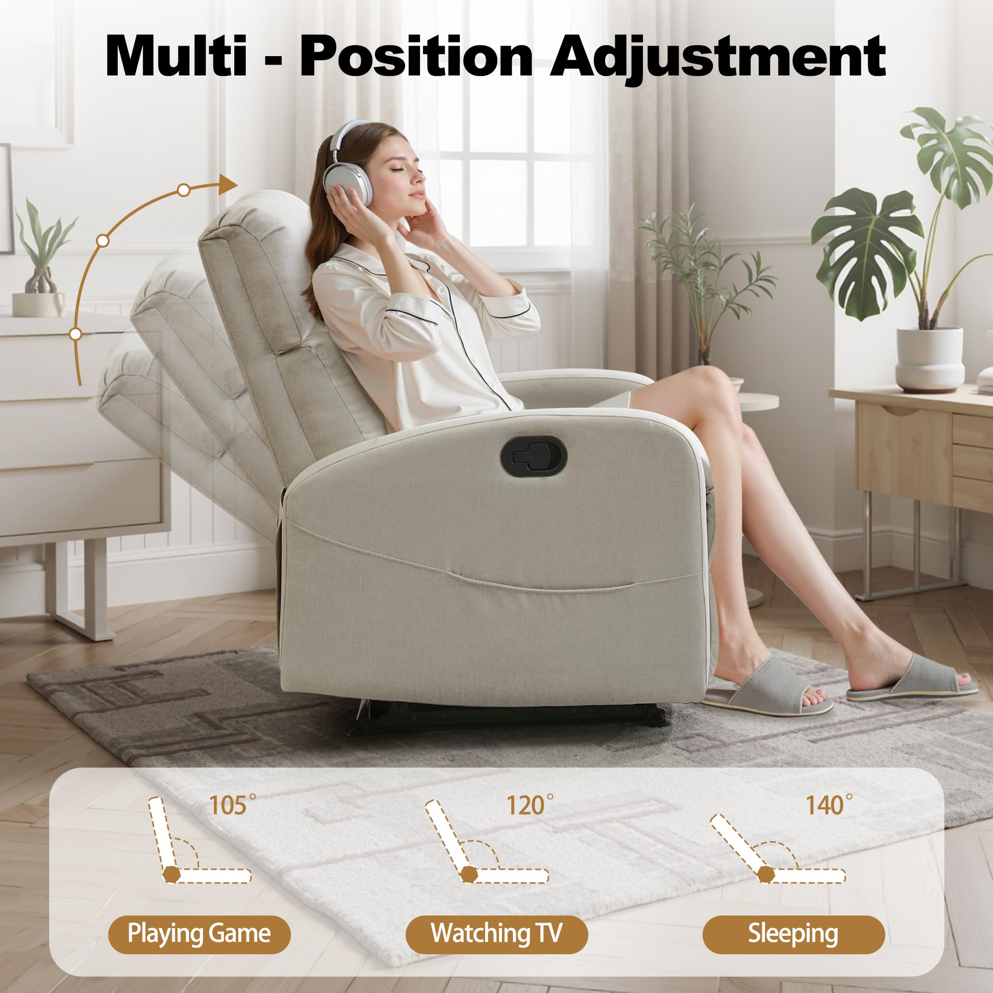 Korser Small Recliner Chair for Small Spaces Linen with Lumbar Pillow for Living Room