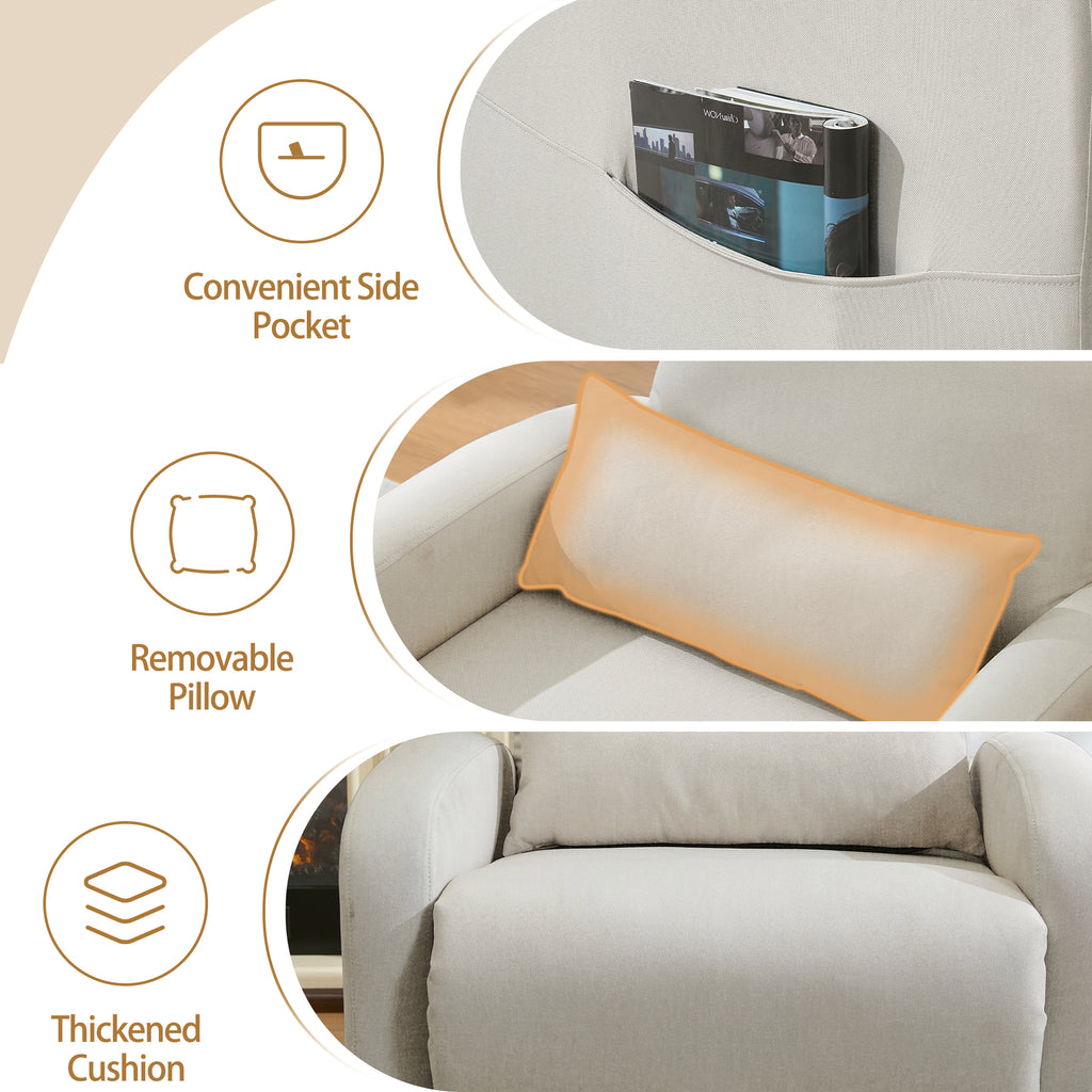 Korser Small Recliner Chair for Small Spaces Linen with Lumbar Pillow for Living Room
