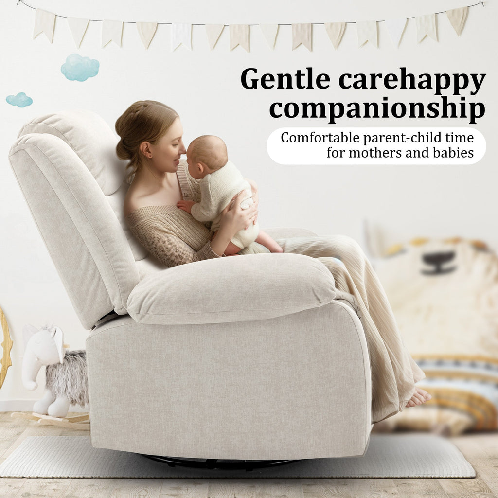 Recliner Chair, Wide Rocker Chair, Rocking Chair with Massage and Heat,360°Swivel Nursery Rocking Chairs, Oversized Recliner for Adults, Cashmere Reclining Sofa for Living Room