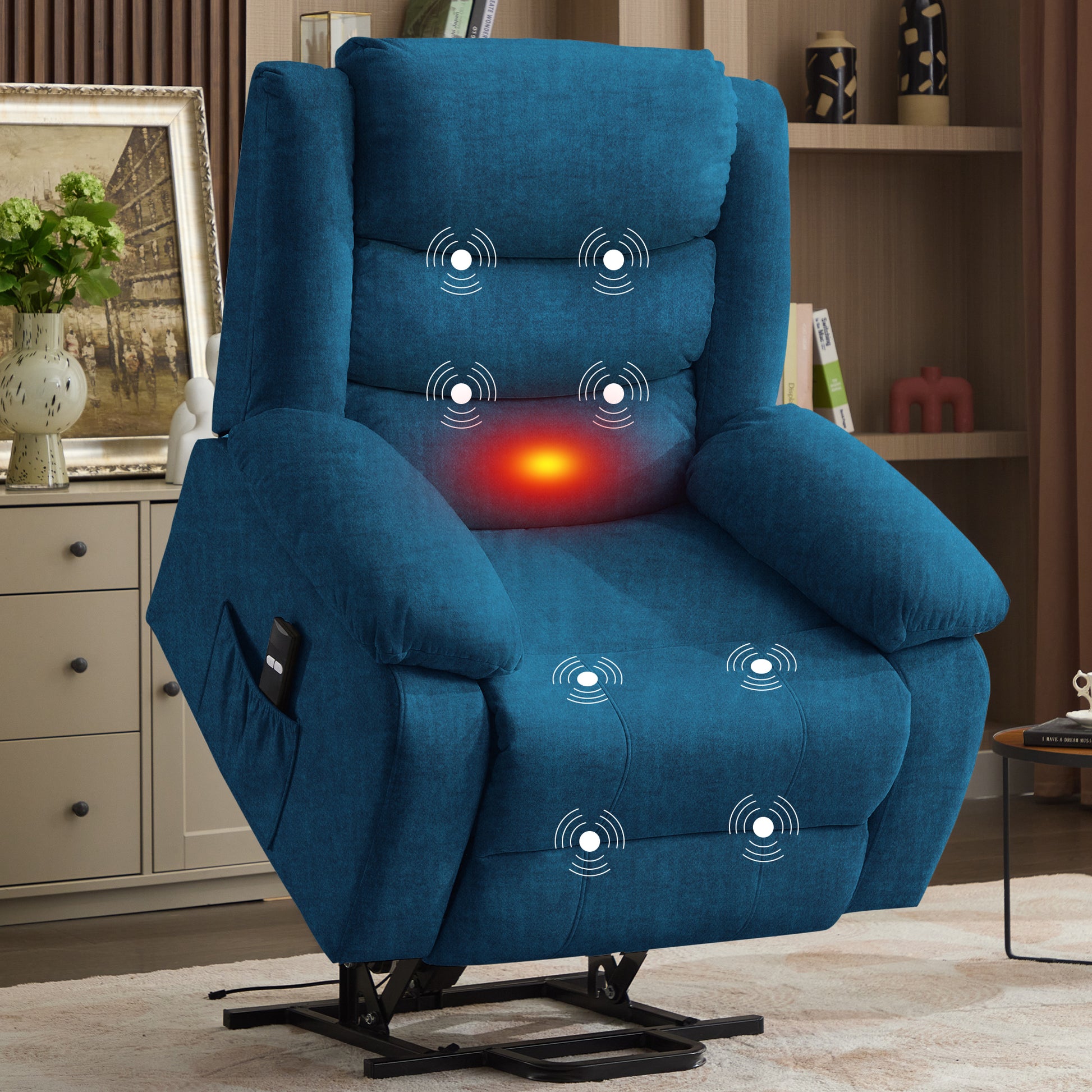 Recliner Chair, Wide Rocker Chair, Rocking Chair with Massage and Heat,360°Swivel Nursery Rocking Chairs, Oversized Recliner for Adults, Cashmere Reclining Sofa for Living Room