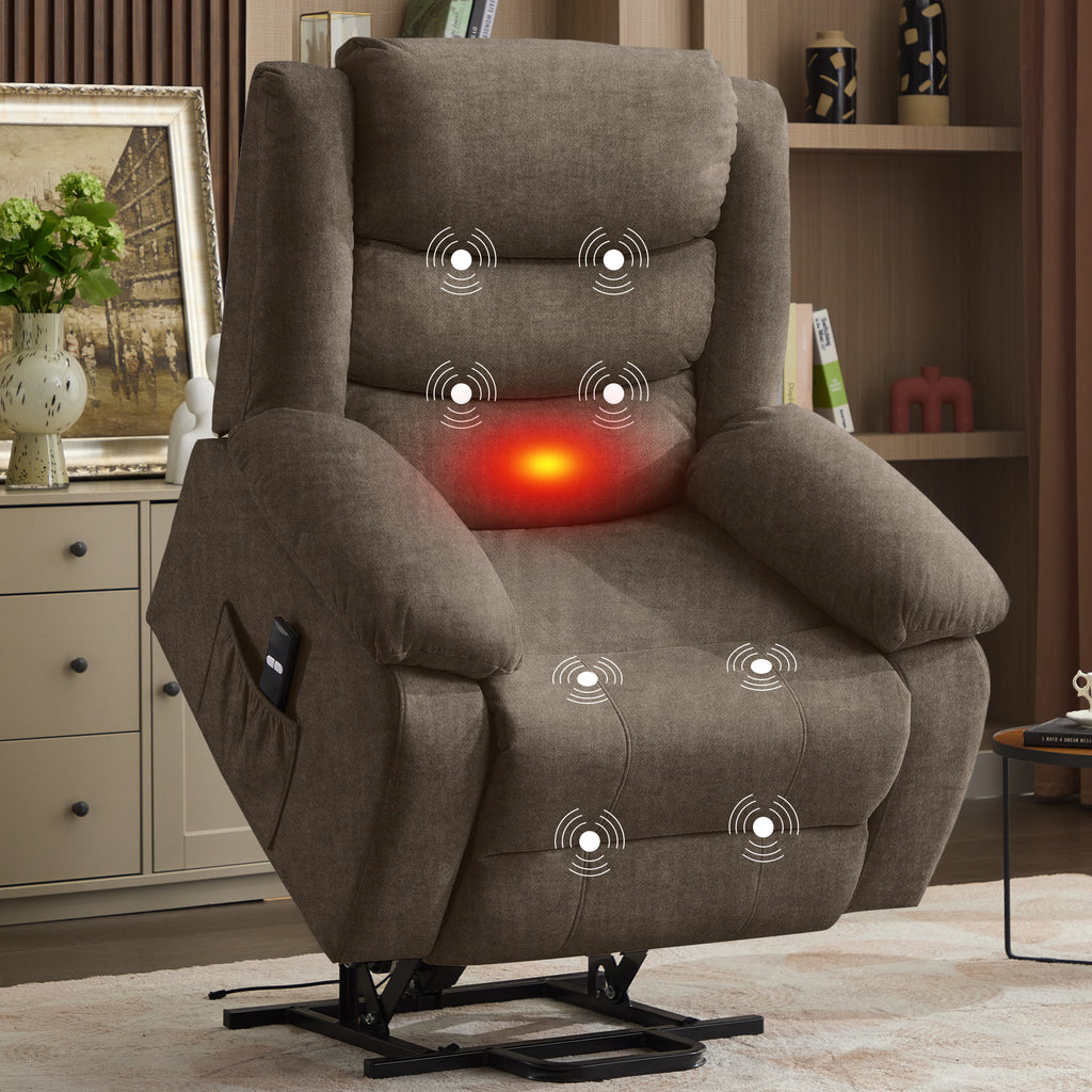 Recliner Chair, Wide Rocker Chair, Rocking Chair with Massage and Heat,360°Swivel Nursery Rocking Chairs, Oversized Recliner for Adults, Cashmere Reclining Sofa for Living Room