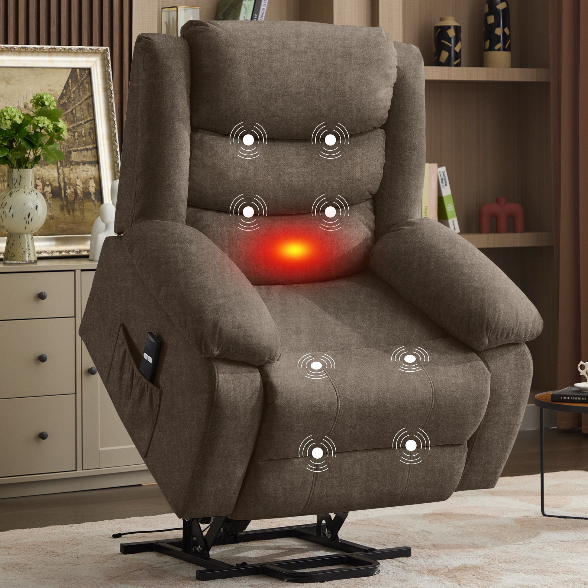 Recliner Chair, Wide Rocker Chair, Rocking Chair with Massage and Heat,360°Swivel Nursery Rocking Chairs, Oversized Recliner for Adults, Cashmere Reclining Sofa for Living Room