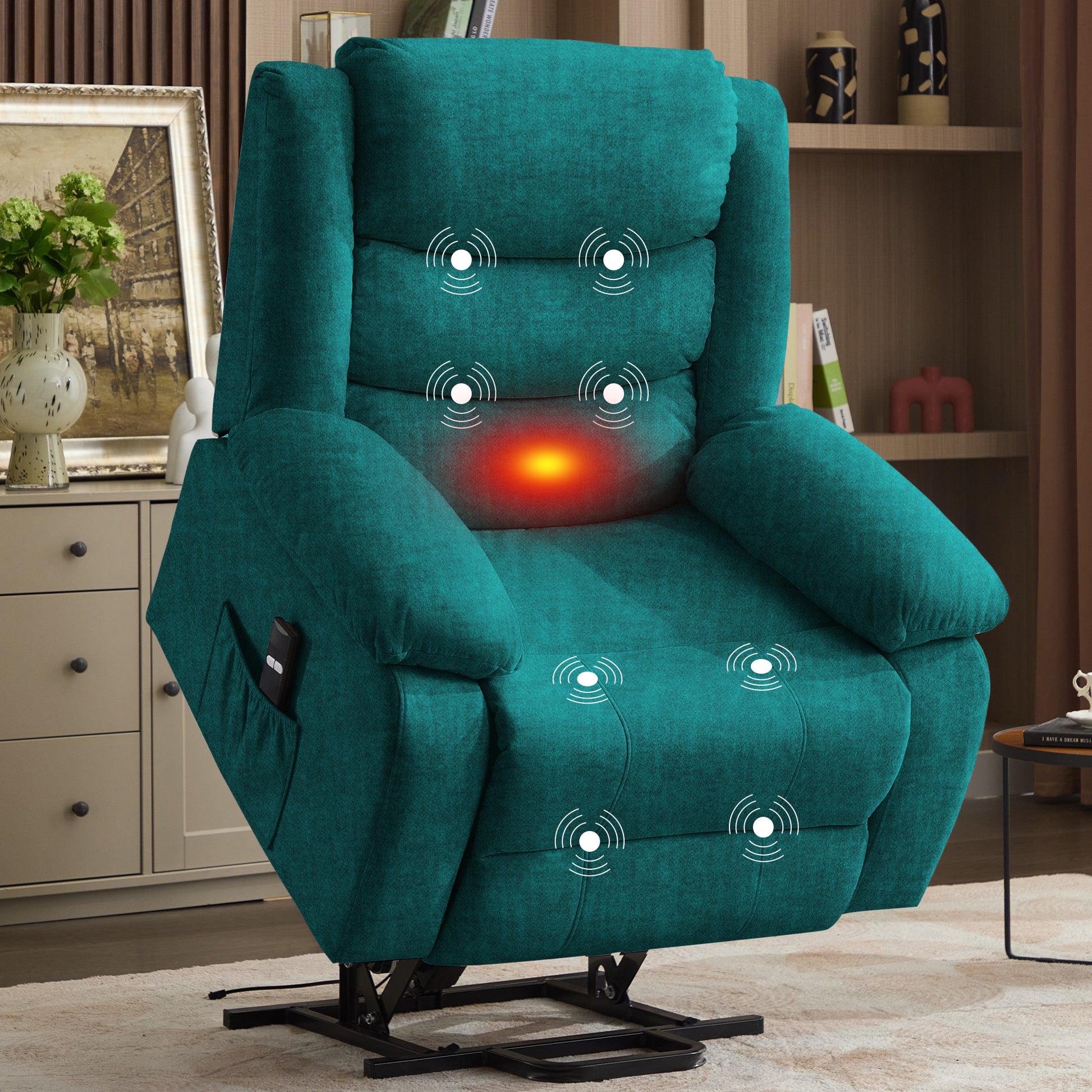 Recliner Chair, Wide Rocker Chair, Rocking Chair with Massage and Heat,360°Swivel Nursery Rocking Chairs, Oversized Recliner for Adults, Cashmere Reclining Sofa for Living Room