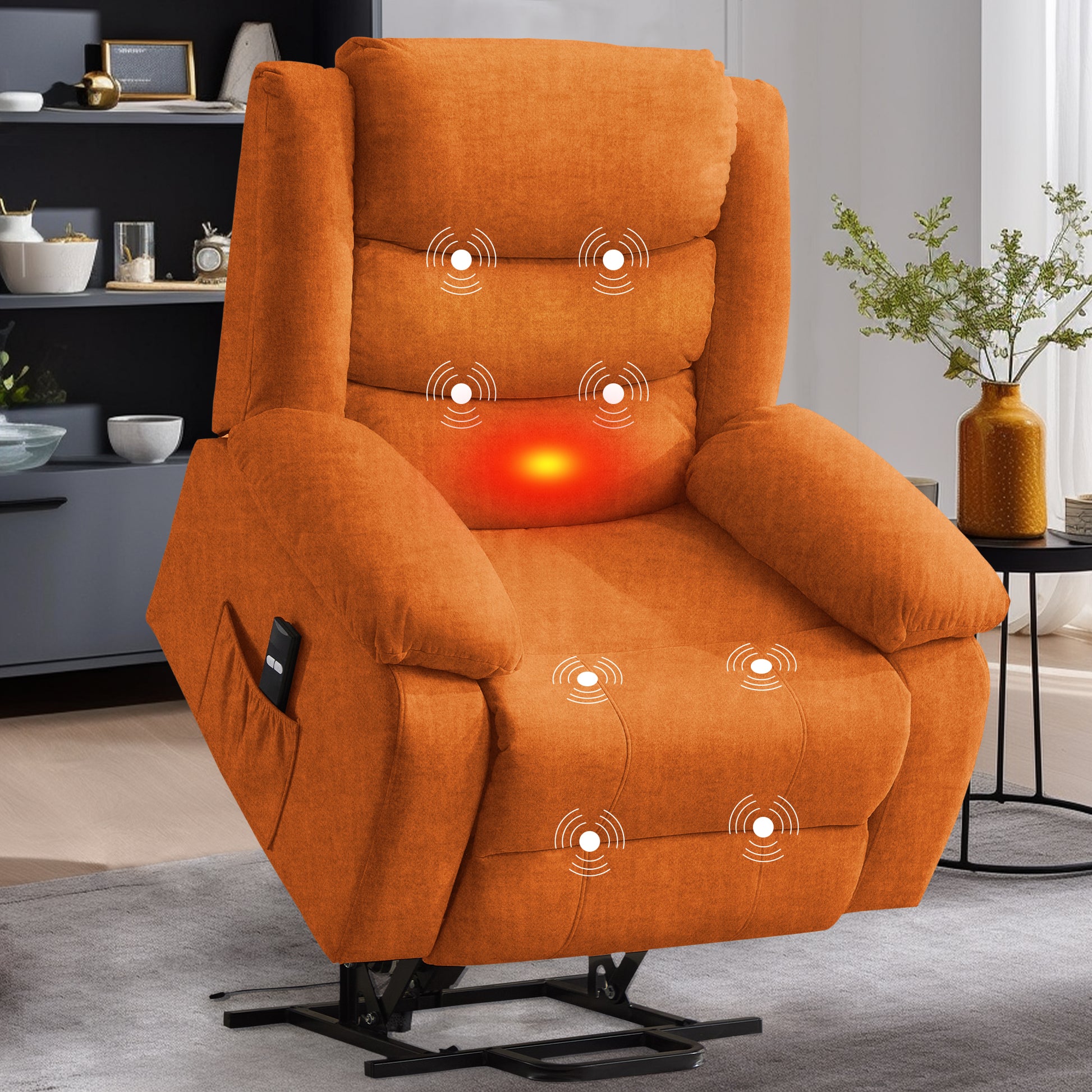 Recliner Chair, Wide Rocker Chair, Rocking Chair with Massage and Heat,360°Swivel Nursery Rocking Chairs, Oversized Recliner for Adults, Cashmere Reclining Sofa for Living Room