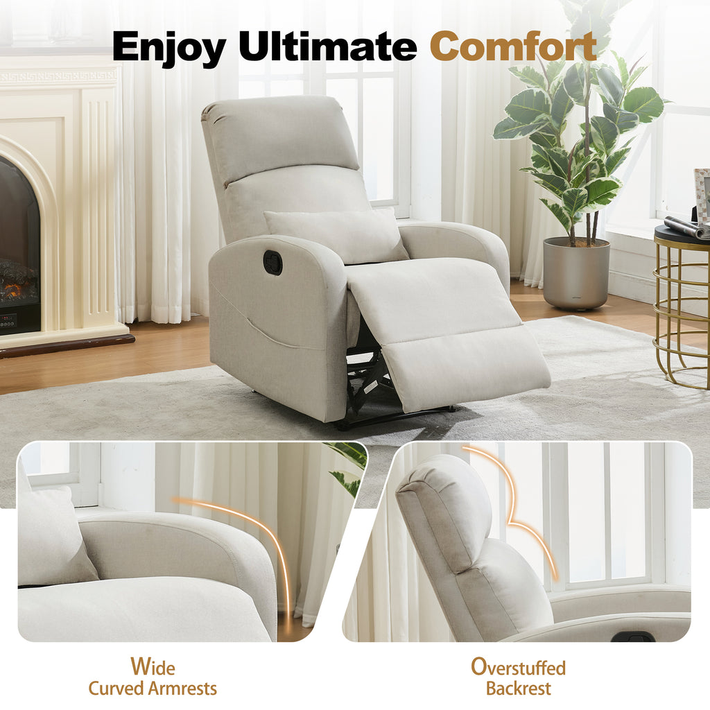 Korser Small Recliner Chair for Small Spaces Linen with Lumbar Pillow for Living Room