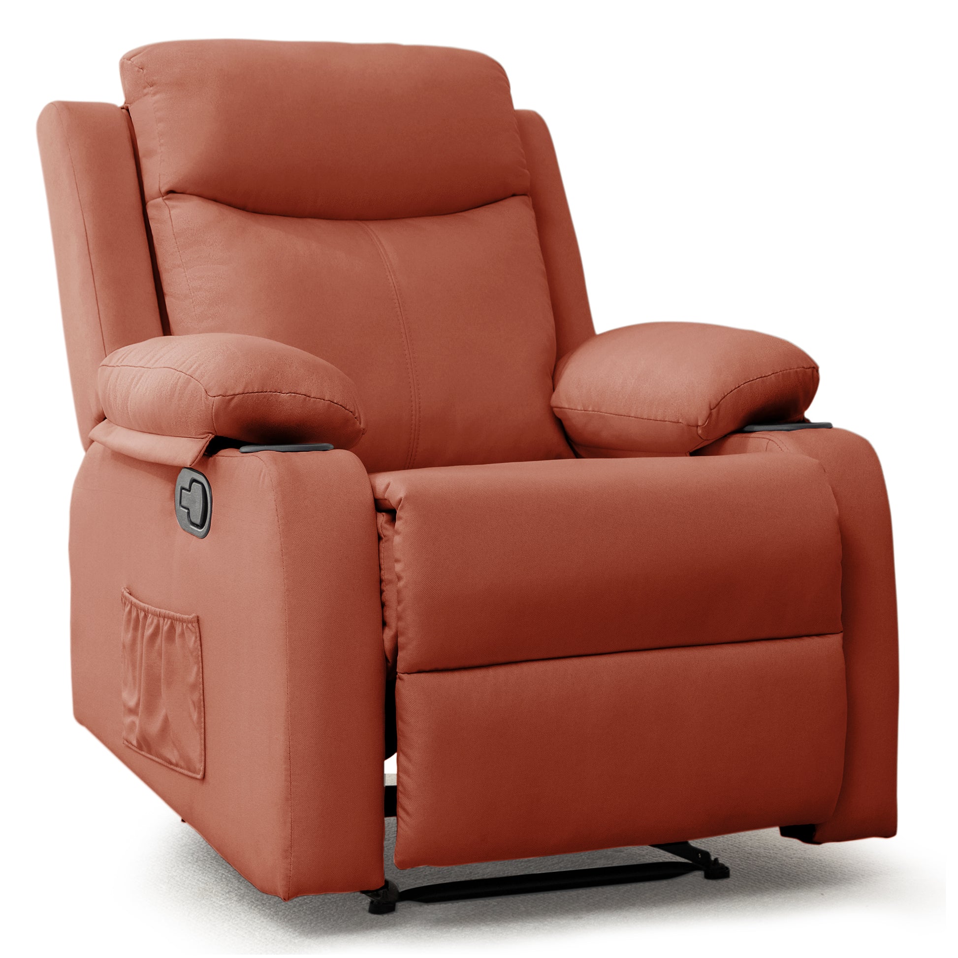 Korser Manual Recliner Chair: Compact Upholstered Fabric Design with Side Pockets for Small Spaces & Living Rooms
