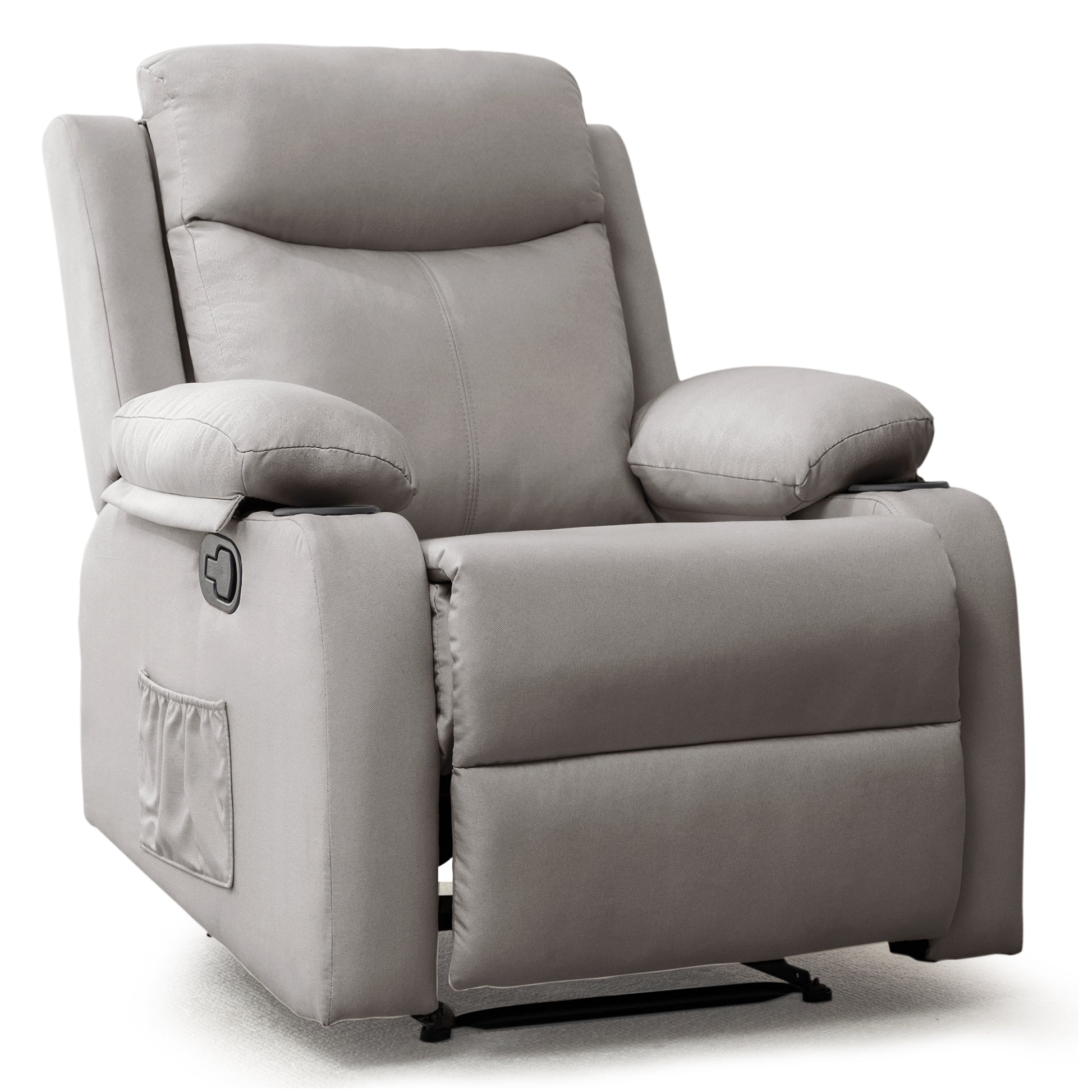 Korser Manual Recliner Chair: Compact Upholstered Fabric Design with Side Pockets for Small Spaces & Living Rooms