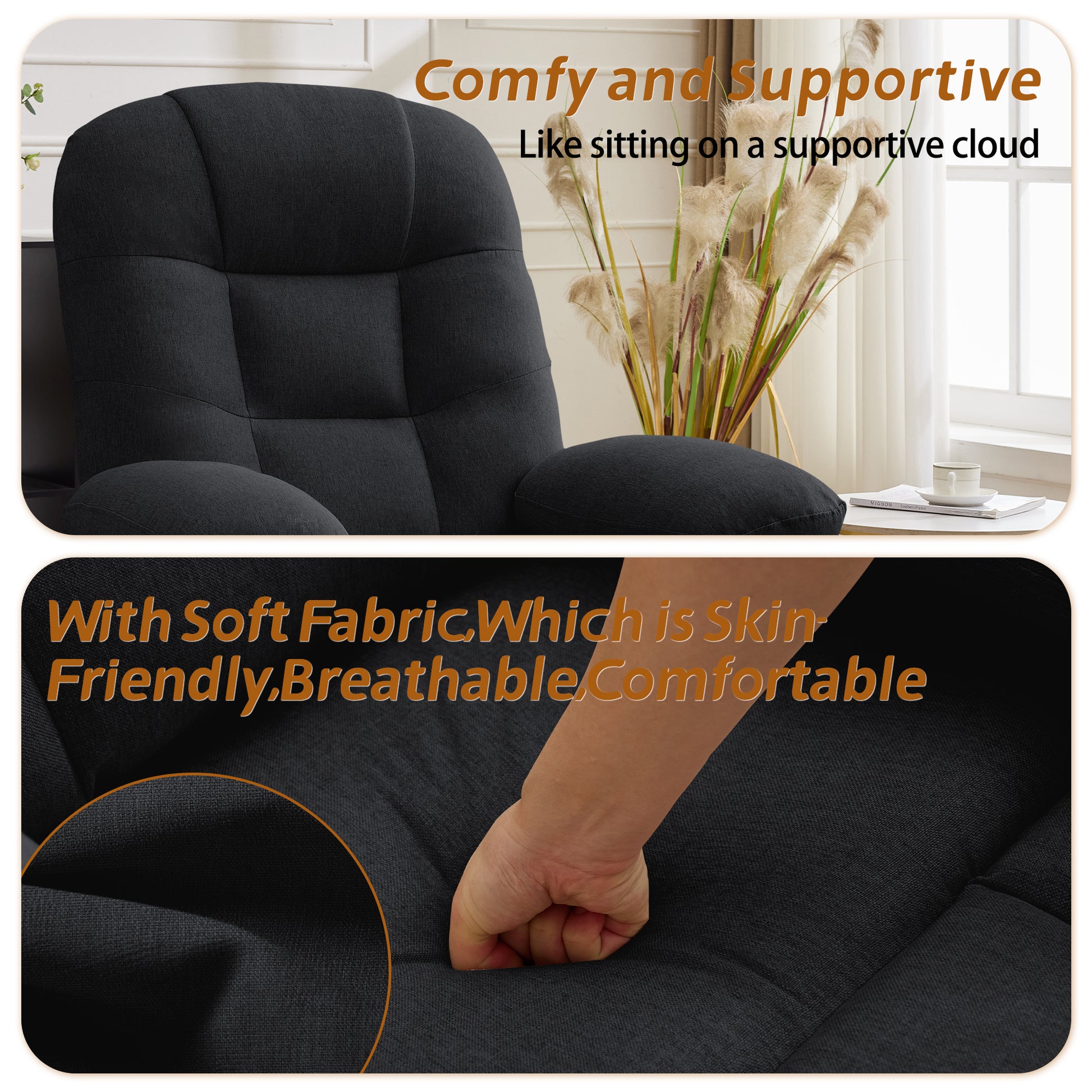 Korser Manual Swivel Rocker Recliner Comfort Chair for Living Room,Small Recliner Sofa for Small Spaces,Linen Fabric