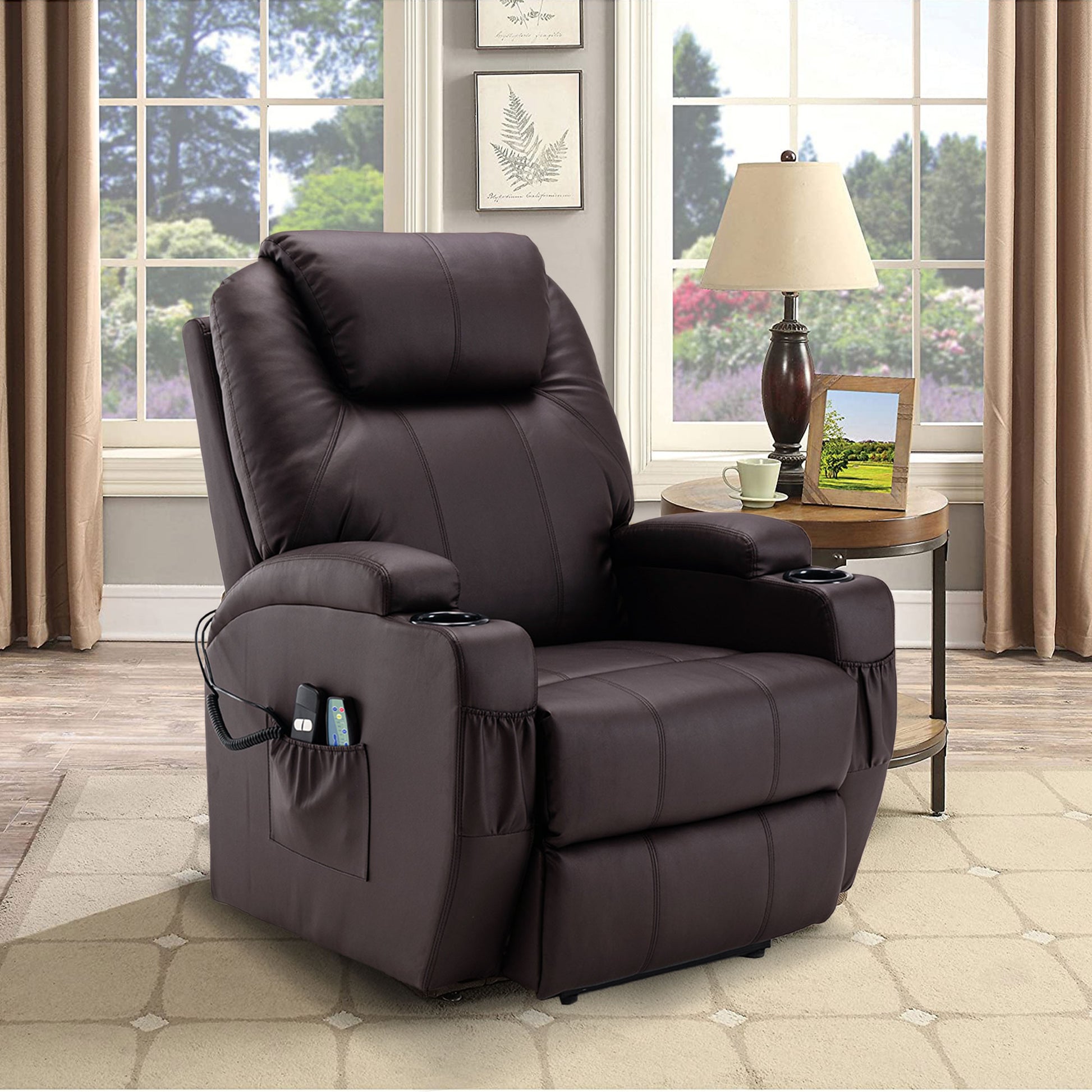 Electric Recliner with Massage and Heating, Power Lift Recliner Chair for Elderly and Adults, Modern Reclining Chair with Remote Control, Cup Holder, and Performance Fabrics