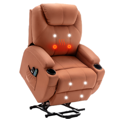 Electric Recliner with Massage and Heating, Power Lift Recliner Chair for Elderly and Adults, Modern Reclining Chair with Remote Control, Cup Holder, and Performance Fabrics