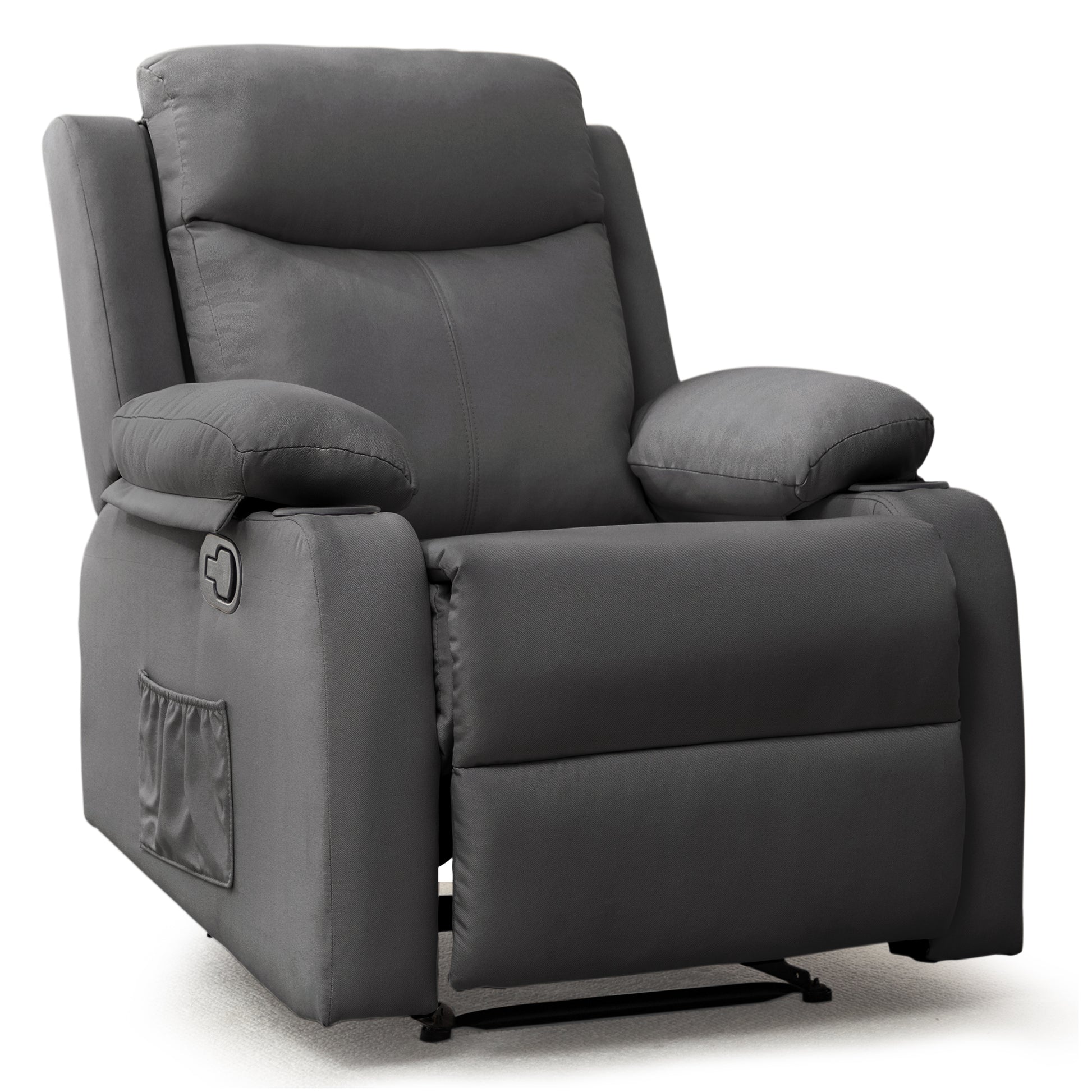 Korser Manual Recliner Chair: Compact Upholstered Fabric Design with Side Pockets for Small Spaces & Living Rooms