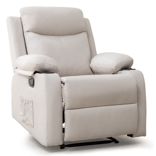 Korser Manual Recliner Chair: Compact Upholstered Fabric Design with Side Pockets for Small Spaces & Living Rooms