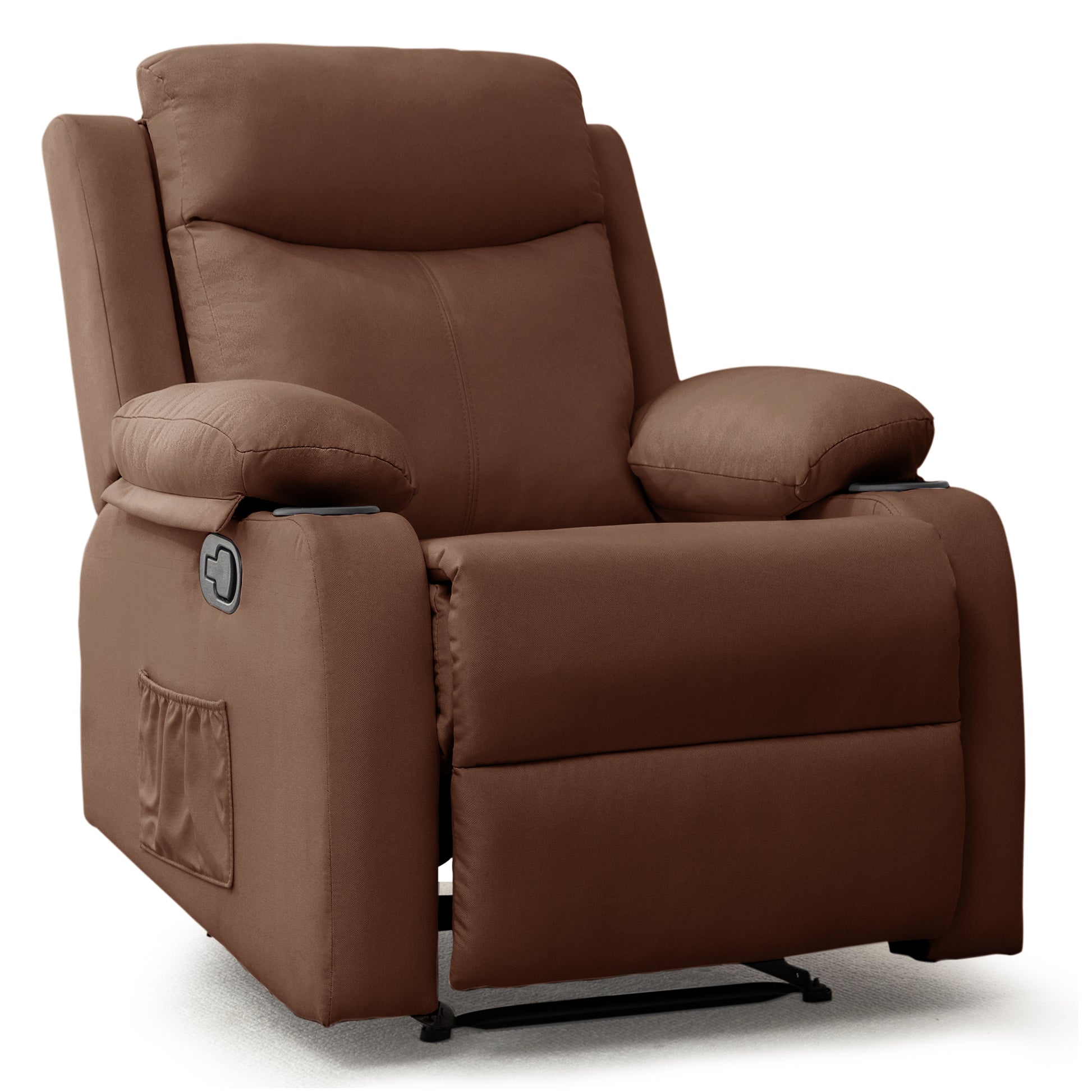 Korser Manual Recliner Chair: Compact Upholstered Fabric Design with Side Pockets for Small Spaces & Living Rooms